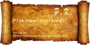 Plakinger Kalliopé névjegykártya